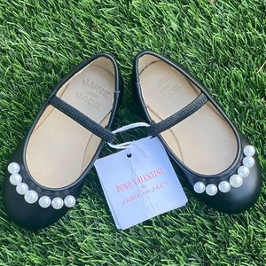 Juno Valentine X Janie and Jack Leather flats with pearls